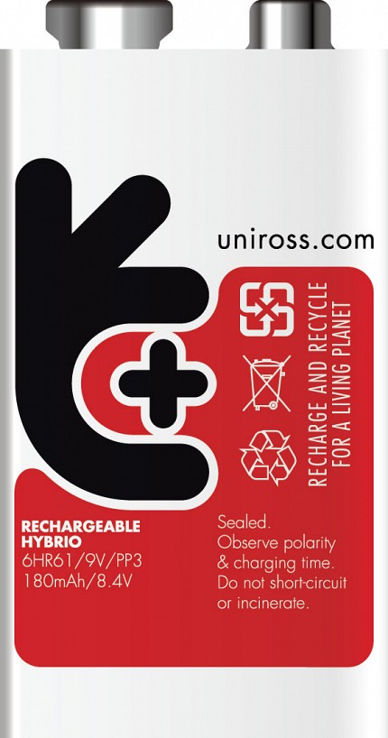 Uniross PP3 9V 200 Hybrio Rechargable Battery