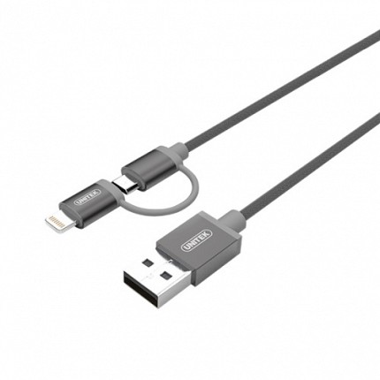Unitek Y-C4031GY 2in1 MFI & Micro USB 1m Gray
