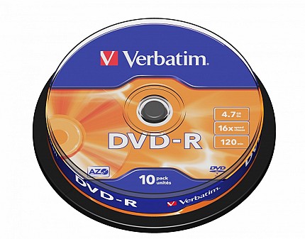 Verbatim DVD-R 4.7GB 16X 10-Pack Spindle Matt Silver 43523